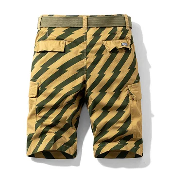2021 Nové Letní Overaly Krátké Kalhoty Muži Cool Kamufláž Letní Hot Prodej Bavlněné Ležérní Mužů Šortky Pruhované 5-Bodové Kalhoty
