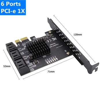 6Gbps SATA 3.0 PCI-E Řadič Karty 6 Porty SATAIII PCIe Rozšiřující Kartu PCI Express Adaptér Převodník