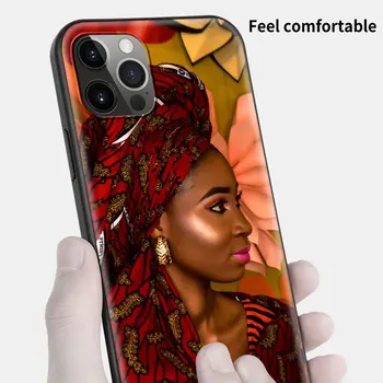 Africká Dívka Kryt pro Apple iPhone 7 12 Mini 11 Pro XR-X XS Max 6 6S 8 Plus 5 5S SE Shockprooft Měkké Telefon Případ