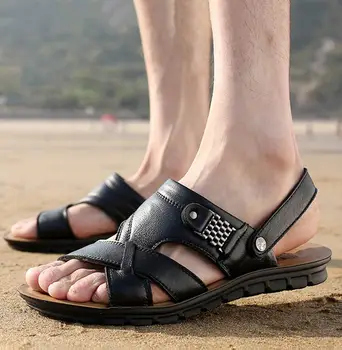 Dvojí použití pantofle classic sandály muži boty letní 2021 kožené obuvi, plážové boty pánské sandály pohodlné