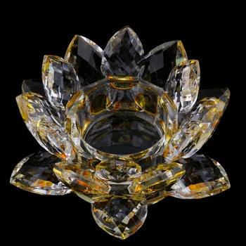 Jiskru Crystal Lotus Flower Socha Ozdoby Řemesla Feng Shui Dekory S box