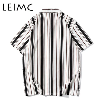 LEIMC Pruhované Polo Tričko Pánské Letní Retro Streetwear Ležérní Tričko Holiday Beach Hawaii Colorblock Pruhovaný Tričko Tisk CK83