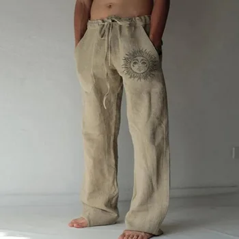 Letní Vintage Muži Bavlněné Prádlo Nadrozměrných Běžce Kalhoty Hip Hop Avatar Tisk Male Plus Velikosti Volné Širokou Nohu Kalhoty Muži