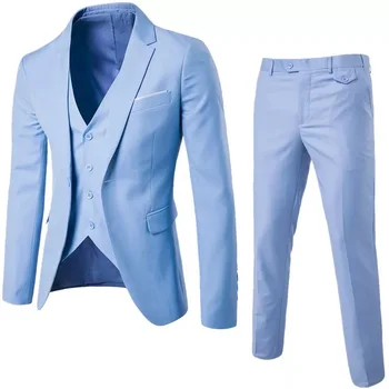 Nové Pánské Obleky Ženich ve Smokingu 3 Ks Svatební Obleky Groomsmen Nejlepší Muži Formální Oblek Pro Muže (Sako+Kalhoty +vesta)