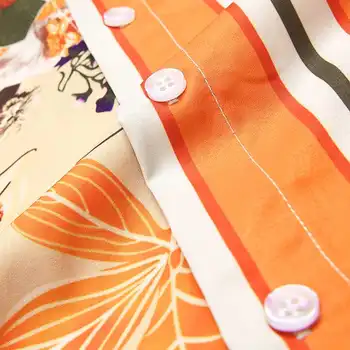 Pánské Letní Košile Havaj Styl Vintage Tisk Dlouhý/Krátký Rukáv Volné Oblečení Casual Turn-Down Límec Jediné Breasted Tričko