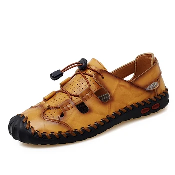Velikost 38-48 Klasické Pohodlné Kožené Letní Venkovní Driving Traving Muži Sandály