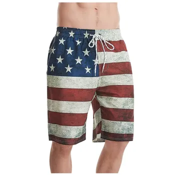 Vintage Pánské koupací šortky Americké Vlajky Beach Šortky Plavky Kalhotky Muž Plavky Plavky Moře Krátké Kalhoty Americká Vlajka Šortky