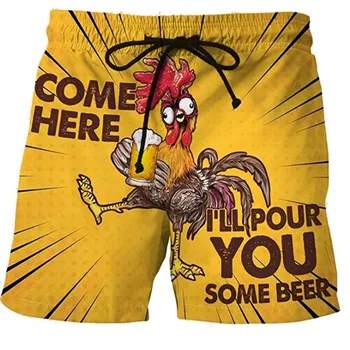 Vintage Tisknout rychleschnoucí beach šortky Ležérní Volné Šňůrky Beach Krátké Kalhoty Pro muže Letní Módní Streetwear