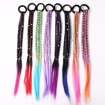 Dětské pletené vlasový styling vlasy lano vázání vlasy dětské vlasy lano barevné gradient paruku gumička vlasy kroužek