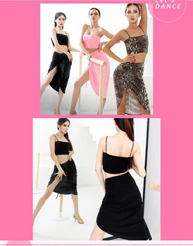 Nové latinské Taneční šaty, latinské sukně Pohodlí Létě latinTops Flamengo Dospělé Ženy Taneční Šaty, Ženy 2042