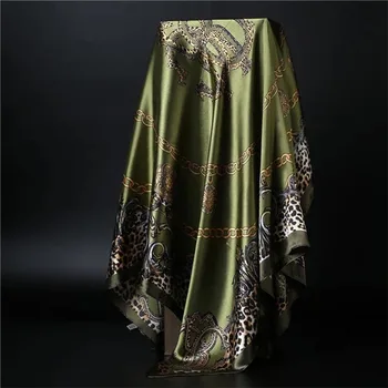 90*90cm Módní Šátky pro Ženy Šátek Print Hedvábný Satén Šátek Hidžáb Žena Šátek Luxusní Značky Náměstí Šátky Šály Pro Dámy