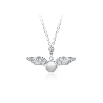 925 Sterling Silver Náhrdelník Pro Ženy, Dívky Crystal Andělská Křídla Přívěsek Kouzlo Elegantní Nevěsta Party Šperky dz276