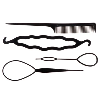 4 Ks/Set Vlasy, Styling Klip Buchta Koblihy Twist Braid Ohonu Výrobce Hřeben DIY Nástroje
