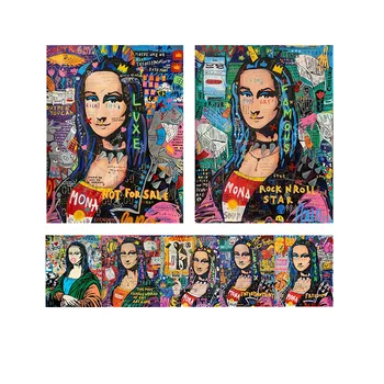 Mona Lisa, Funny Street Graffiti, Plakát, Plátno Obraz Umění Zdi Obraz, Obývací Pokoj a Pokoj Dekorace
