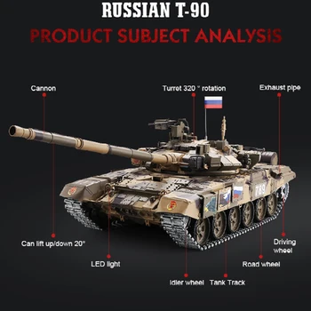 1/16 ruské T90 2.4 G RC Hlavní Bitevní Tank Hobby WW2 Vojenské Armádní Vozidla, Dálkové Ovládání, Hračky, T-90 HengLong 3938 Edition V7