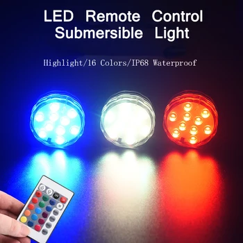 10 LED Dálkové Ovládání RGB Ponorná Světla, Vodotěsné Bazén Světlo Podvodní Bazén Party Dekorace Lampy Příslušenství
