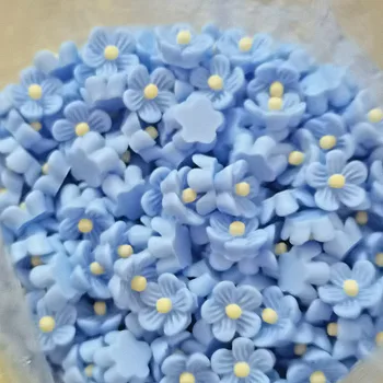 100ks 9mm Modré Pryskyřice Květiny Dekorace Řemesla Flatback Cabochon Pro Scrapbooking Kawaii Roztomilé Diy Příslušenství