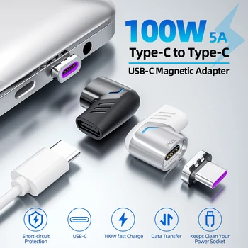 100W USB Typ C Samec Samice Konektor Magnetický USB Adaptér 5A Magnet Konvertor pro Xiaomi Redmi Samsung S21 Macbook Notebook