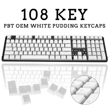 108 Kláves PBT Keycap Sada OEM Profil Bílý Pudink Keycap Průsvitné Keycaps Pro Mechanické Herní Klávesnice PC, Notebooku, Počítače
