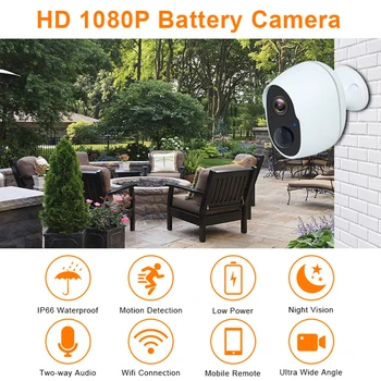 1080P Vnitřní Baterie, Wifi Kamera, IP Baterie Bezpečnostní Kamera Baterie Bezdrátové Kamery Venkovní Vodotěsný Fotoaparát