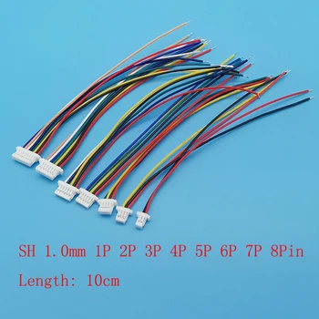 10ks SH1.0 Kabel Drát Konektor 1.0 mm Rozteč JST 2-8 Pin 28AWG SH1.0 Elektronické Line Single Head Konektor 10cm Drátu Terminálu