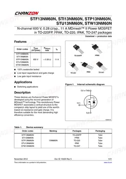 10ks STF13NM60N TO-220F Mosfet Bipolárního Tranzistoru BJT SIC Mos Fet Trioda Trubice 600V STF13NM60 DPAK Integrované Obvody