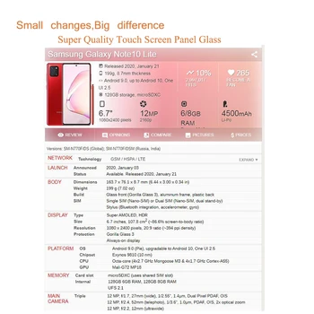 10Pcs/Lot Pro Samsung Galaxy Note 10 Lite Dotykový Displej Přední Vnější Skleněná Čočka SM-N770F/DS N770 LCD Vnější Sklo S OCA Lepidlo