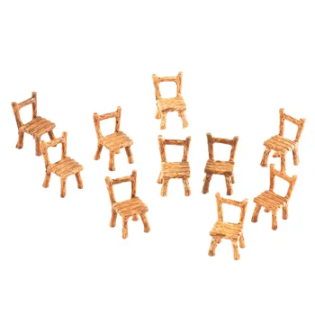 10Pcs Pryskyřice Zahradní Židle Miniatury Model Scenérie Uspořádání Krajiny Příslušenství Zahrada Dekor Ozdoby
