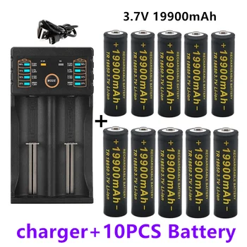 18650 Lithium Baterie Svítilna 18650 Dobíjecí Baterie 3.7 V 19800 Mah pro Baterku + USB nabíječka