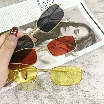 1KS Malé Vintage sluneční Brýle Odstíny Obdélník, sluneční Brýle, UV400 Kovový Čtvercový Rám Jasné Objektiv Brýle Brýle Muži Ženy Brýle