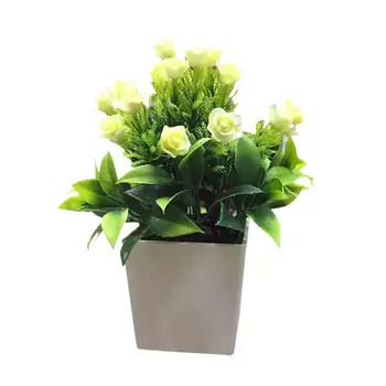 1ks Plastové Hrnkové Ručně vyráběné Umělé Květiny Bonsai Fázi Zahrada Svatební Falešné Květina Office Home Party Decor Svatební Prop Závod