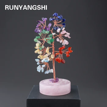 1KS Přírodní krystal sedm barevné gem Sedm čaker zdravé energie, Feng Shui Krystal, strom pro Bytové dekorace
