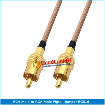 1X Ks Duální RCA Samec Na RCA Male Pigtail Jumper Sledování Videa RG316 mědi, RCA AV video recorder Prodloužit kabel