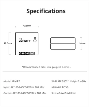 1~30KS Sonoff Mini R2 DIY Wi-fi Smart Switch obousměrná Vypínače Časovač Ewelink Dálkové Ovládání Práce S Alexa Google Domov