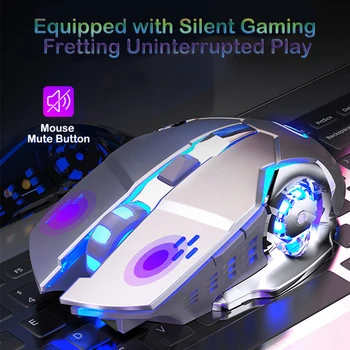 2.4 G Bezdrátová Herní Myš 1600 DPI LED Dobíjecí Nastavitelný Hráč Silent Mouse Mute Gamer Herní Myš Myši Pro PC, Notebook