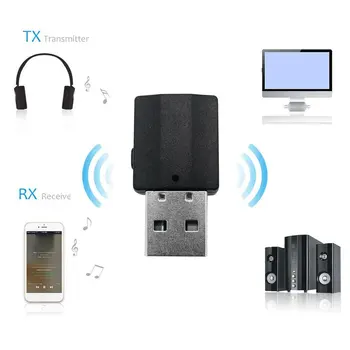 2 in1 Bluetooth-kompatibilní 5.0 Audio Přijímač Vysílač Bezdrátový Adaptér Mini 3.5 mm AUX Stereo Vysílač Pro TV, PC, Auto