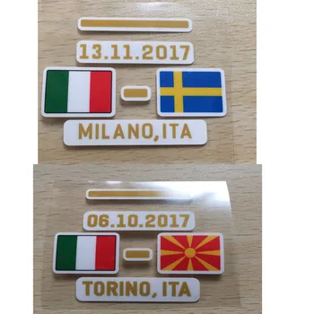 2017 Itálie Detailů Zápasu Itálie Vs Švédsko a Itálie Vs Makedonie Kolo Fotbalové Patch Odznak