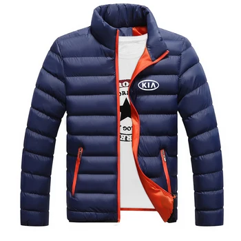 2020 Kia Motors Auto Logo Muži Teplá bunda Vlastní Bavlněné jednobarevné Tištěné Zip Kabáty Vysoké Unisex Polstrované Sportovní Mikina