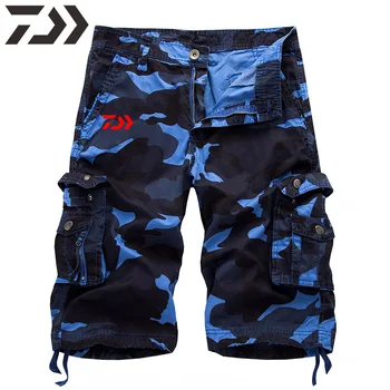 2021 Daiwa Rybářské Oblečení Bavlněné Sportovní Rybolov Šortky Venkovní Multi Pocket Rybářské Oblečení Letní Plus Velikost Kamufláž Kalhoty