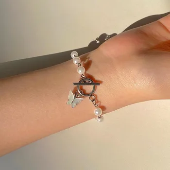 2021 Korejské Motýl Crystal Náramek Jednoduchý Dvojitý Vrstva Pro Ženy Kouzlo Seznamka Svatební Estetické Šperky, Doplňky, Dárky