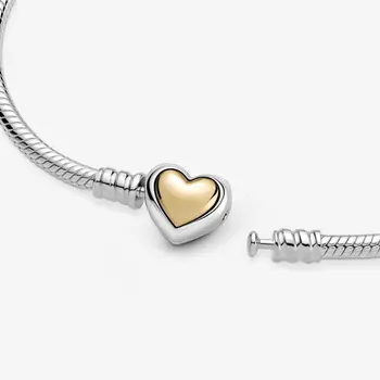 2021 Matky Den Nové 925 Sterling Silver Náramek Klenutá Zlaté Srdce Spona Had Řetěz Náramek Pro Ženy Šperky Dárek
