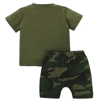 2021 Novorozence Baby Boy T-shirt Set Topy Dopis Tištěné Kamufláž Šortky, Letní Oblečení Batole Oblečení 0-3T