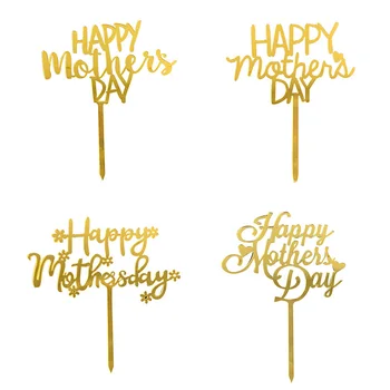 2021 Šťastný Den matek Dort Natí, Akryl Rose Gold Nejlepší Máma Máma Dort Cylindr pro Den matek, Narozeniny, Párty, Dekorace na Dort
