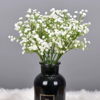3 vidličky, 1 svazek umělé rostliny Plastové jarní trávy hvězdnou Svatbu venkovní květináče vázy pro domácí dekorace falešné květiny
