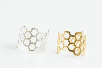 30 KS/Lot Klasické Mnohem hexagon nastavitelný prsten, honeycomb prsteny, Šperky Pro Ženy, Velkoobchod