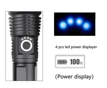 30000LM XHP50 LED Svítilna Zoomovatelný 5 Režimů Svítilny Vodotěsné Pochodeň USB Dobíjecí Ruční Svítilna Světlo 18650 Baterie