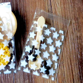 300ks Bílá Hvězda, Celofán, Plastové Tašky Samolepící Cukroví Cookie Tašky Svatbu Narozeniny Párty DIY Dárkové Balení Taška