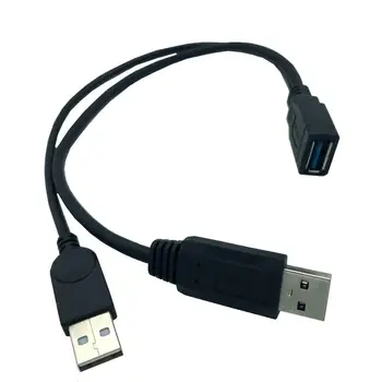 30cm USB3.0 na USB3.0/2.0 USB3.0 Žena Dual USB Samec Extra Power Data Y Prodlužovací Kabel