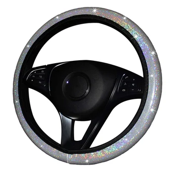 37/38 mm Univerzální Auto Volant Kryt PU Kůže Kamínky Crystal Volant Případě Auto Interiér Dekor Car Styling