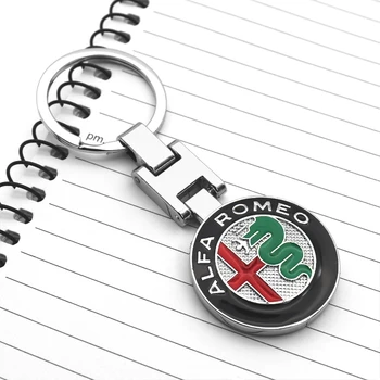 3D kovové auto klíčenka módní osobnost podnikání klíčenka přívěsek pro Alfa Romeo - Giulia Stelvio Tonale 147 156 159 166 MiTo